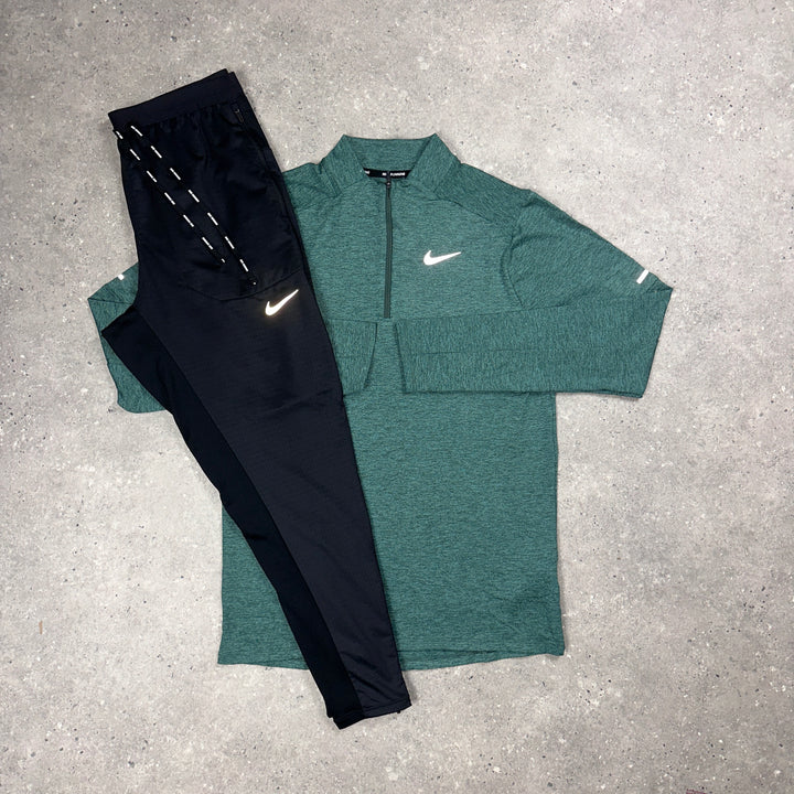 Nike Element Half Zip Vintage Green & Nike Phenom Bottoms Black Set