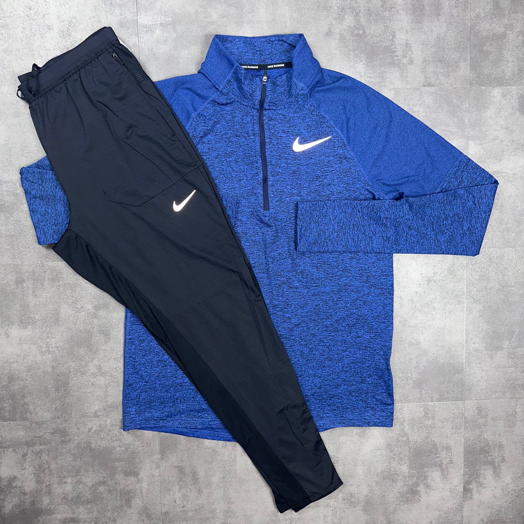 Nike Element Half Zip Blue & Phenom Bottoms Black Set