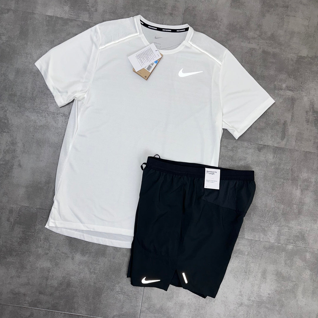 Nike Miler T-Shirt/ Shorts Set White