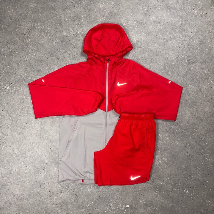 Nike UV Windrunner Jacket Red & Nike 7” Flex Stride Shorts Red Set