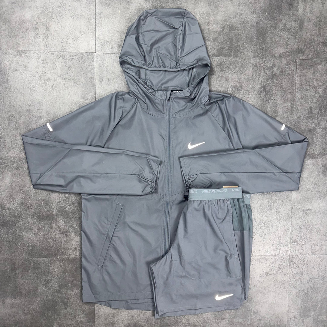 Nike Dri-Fit Repel Windbreaker Jacket & Nike Flex Stride 7” Short Set Grey