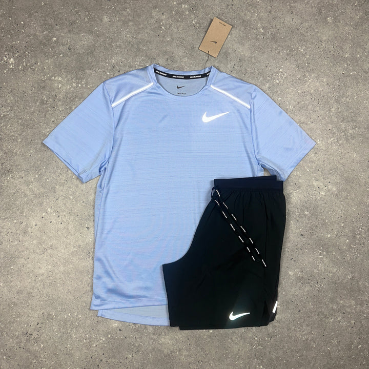 Nike Miler T-Shirt Cobalt & Black Nike Flex 7" Shorts Set