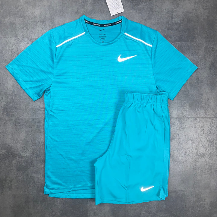 Mens Nike Dri-Fit Miler Set Aqua Blue 