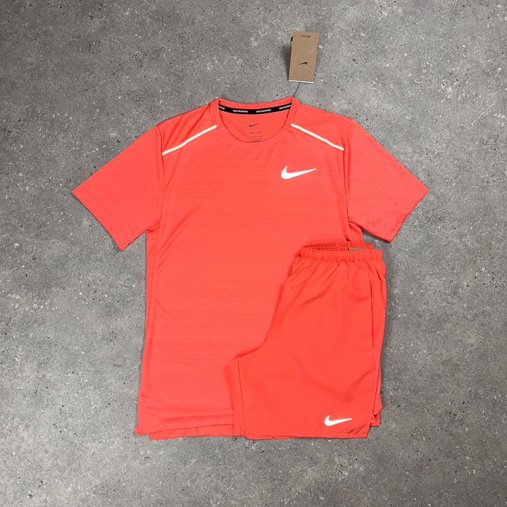 Nike Miler T-Shirt & Nike Challenger 7" Shorts Set Peach