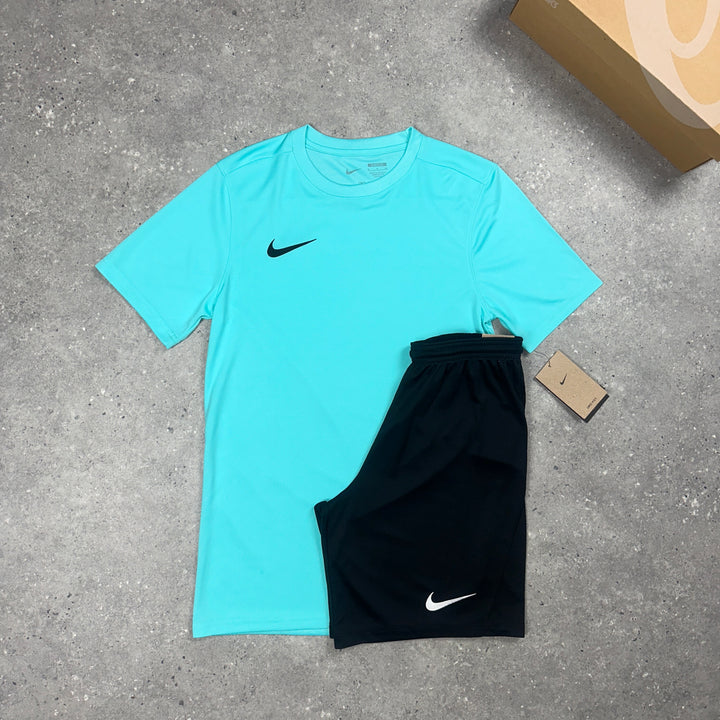 Nike Dri-Fit T-Shirt Turqoise & Nike Dri-Fit Shorts Black Set