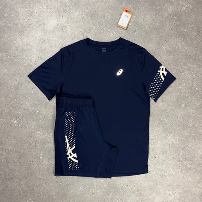 Asics Icon T-Shirt Navy & Navy Asics Icon 7” Short Set
