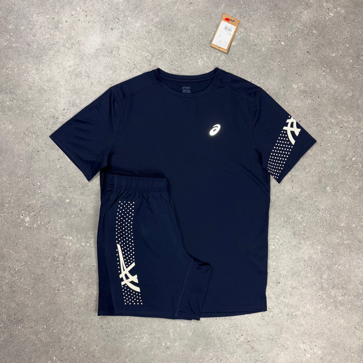 Asics Icon T-Shirt Navy & Navy Asics Icon 7” Short Set