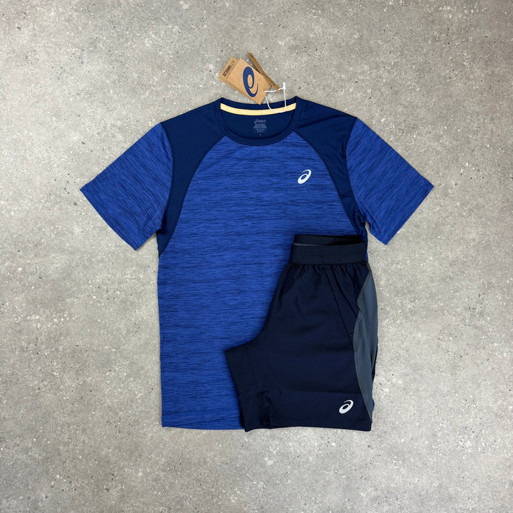 ASICS ROAD T-SHIRT & SHORT SET - COBALT/NAVY