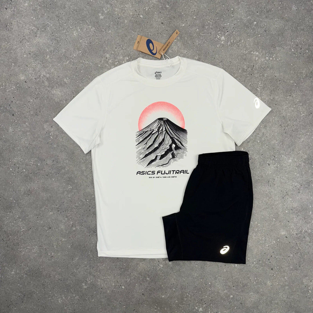 ASICS FUJITRIAL T-SHIRT & SHORTS SET CREAM / BLACK
