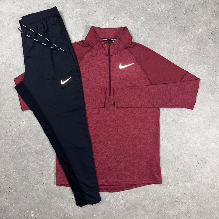 Nike Element Half Zip Maroon & Nike Phenom Bottoms Black Set