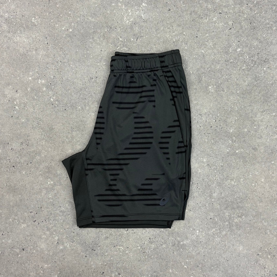 ASICS ALL OVER T-SHIRT & SHORT SET - GRAPHITE BLACK