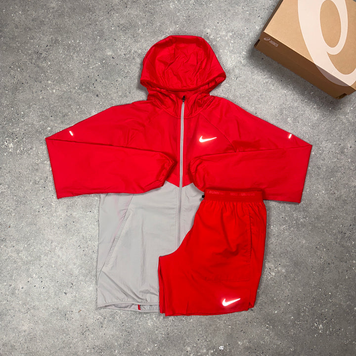 Nike UV Windrunner Jacket Red & Nike 7” Flex Stride Shorts Red Set