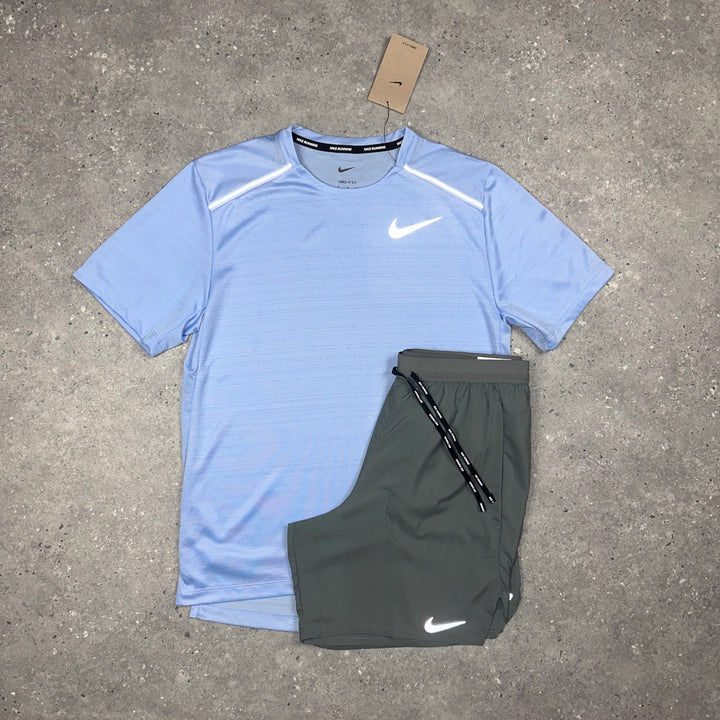 Nike Miler T-Shirt Cobalt & Nike 7" Flex Stride Shorts Grey Set