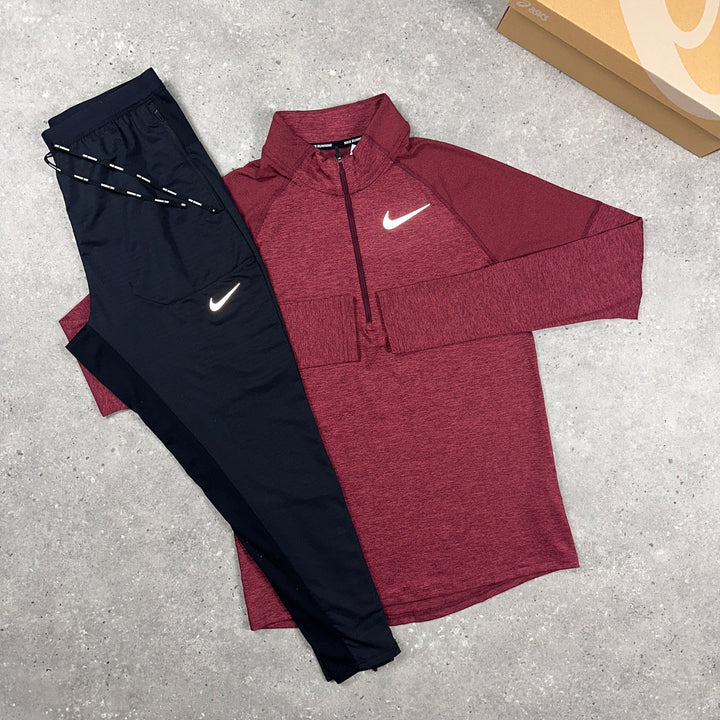 Nike Element Half Zip Maroon & Nike Phenom Bottoms Black Set