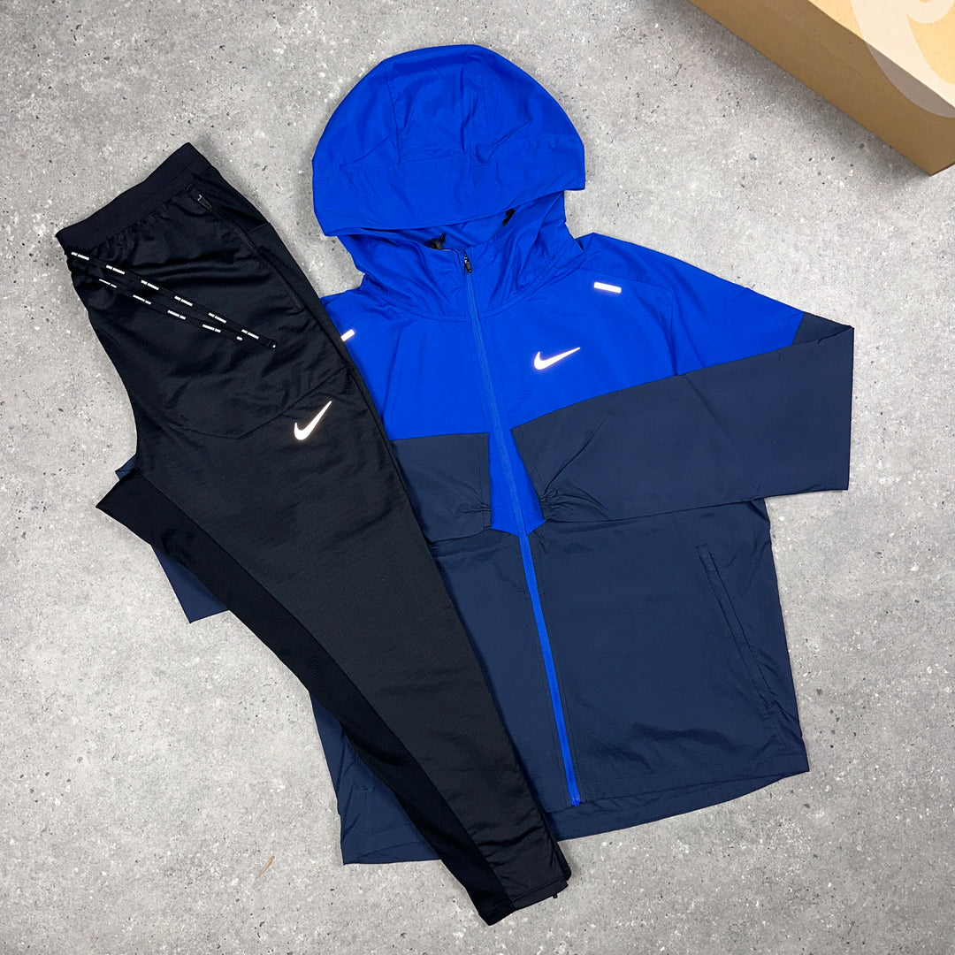 Nike UV Windbreaker Royal Blue & Nike Phenom Bottoms Black Set