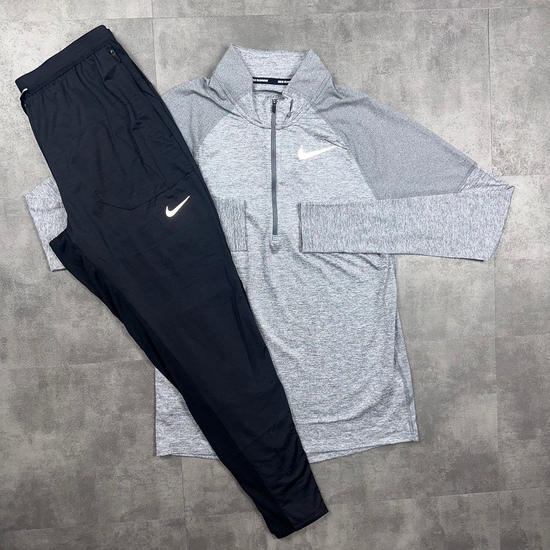 Nike Dri-Fit Element Half Zip Grey & Nike Phenom Bottoms Black Set