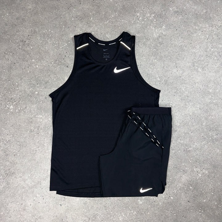 Nike Miler Vest Black & Nike 7"Flex Stride Shorts Black Set