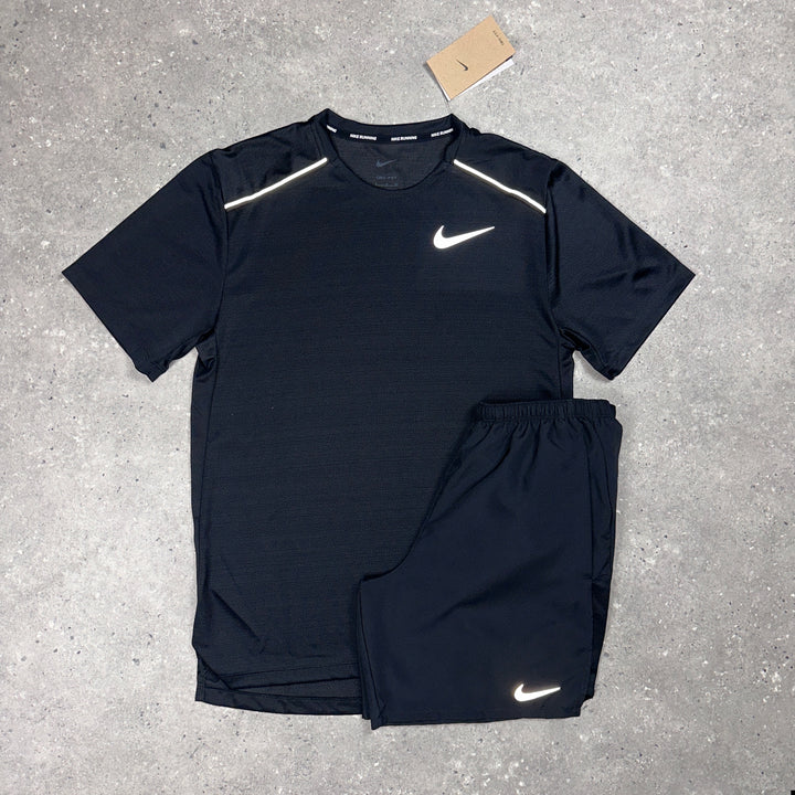Nike Miler T-Shirt Black & Nike Challenger 7" Short Set Black
