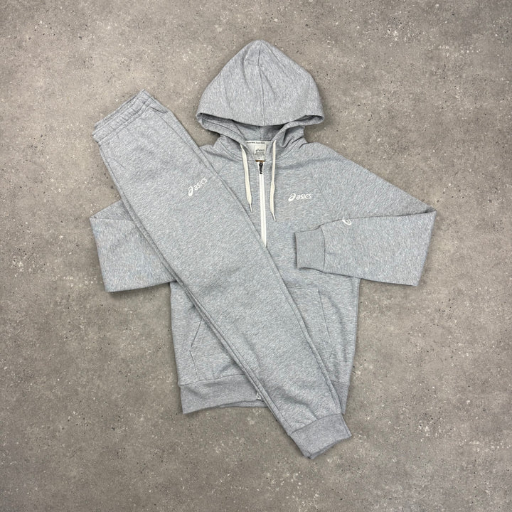 ASICS FLEECE FULL ZIP HOODIE TRACKSUIT - GREY