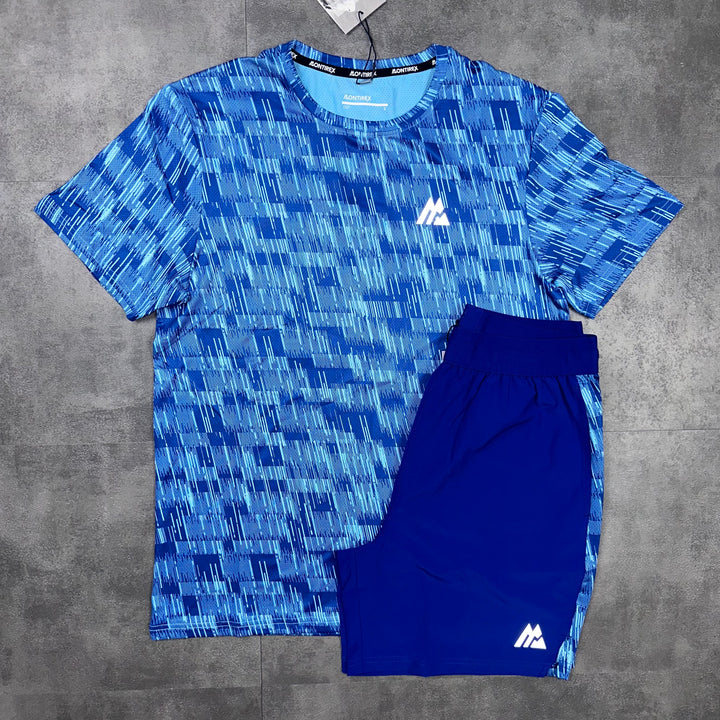 Montirex Trace T-Shirt & Panel Flex 7” Shorts Set Marine Blue