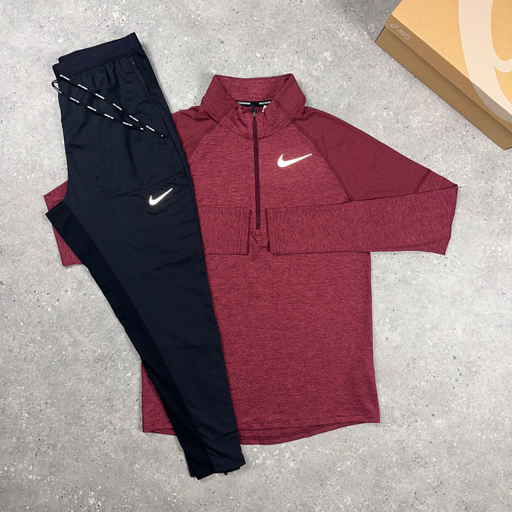 Nike Element Half Zip Maroon & Nike Phenom Bottoms Black Set