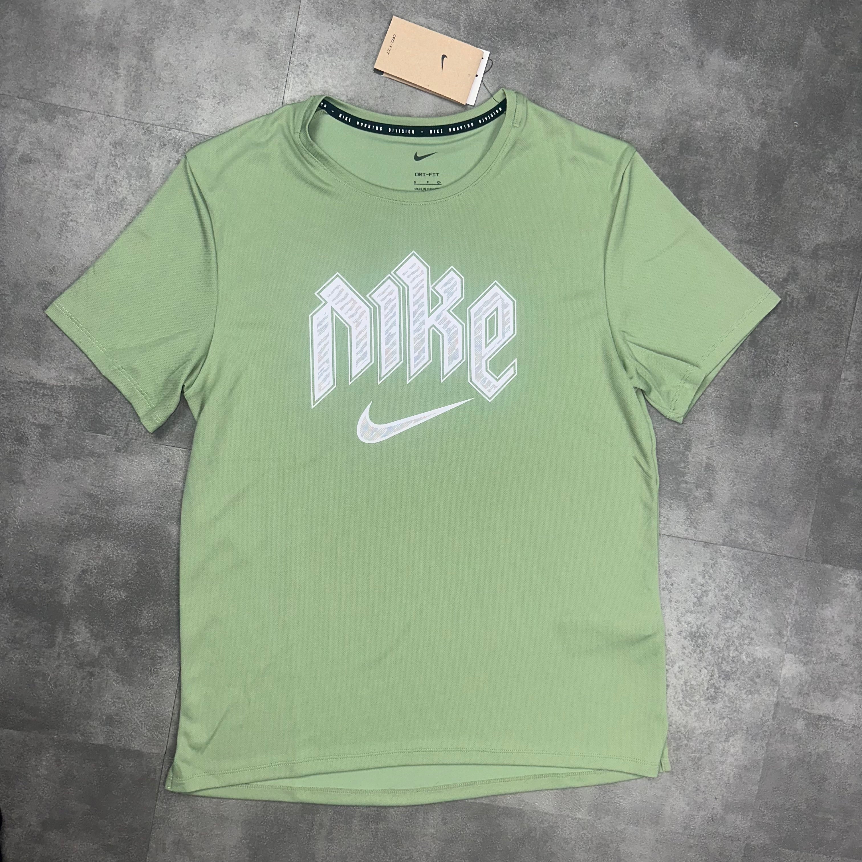 Grey and green nike shirt best sale