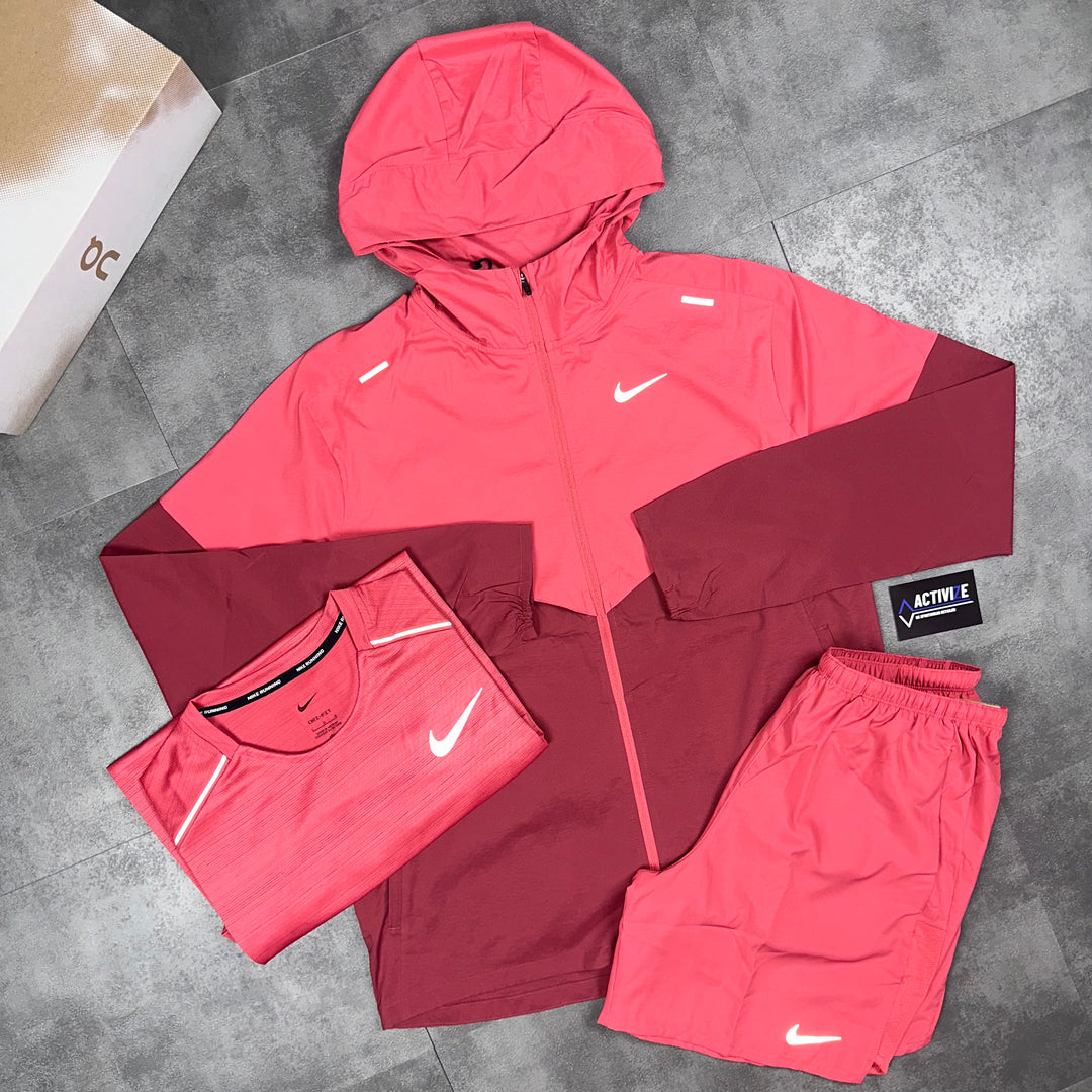 Nike UV Windbreaker Jacket & Nike 7” Challenger Shorts Set Adobe Red