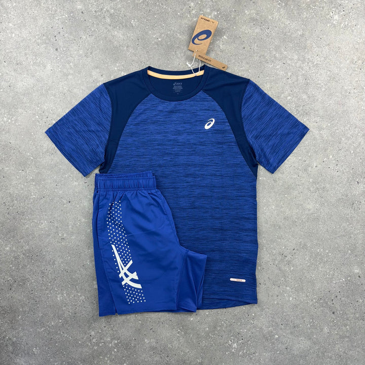 ASICS ROAD T-SHIRT & 7” ICON SHORT SET - DARK COBALT/NAVY