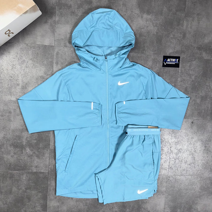 Nike UV Windbreaker Jacket & Nike 7” Flex Stride Shorts Set Denim Turqoise