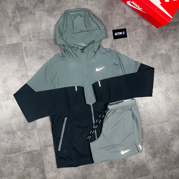 Nike UV Windrunner Jacket Black/Grey & Nike 5” Flex Stride Shorts Grey Set