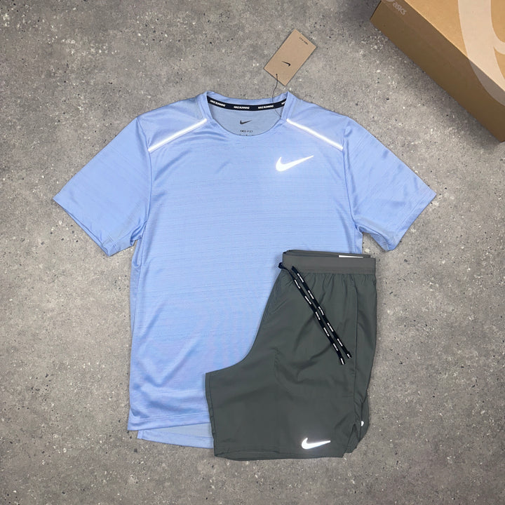 Nike Miler T-Shirt Cobalt & Nike 7" Flex Stride Shorts Grey Set