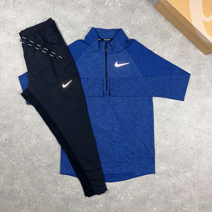 Nike Element Half Zip Blue & Phenom Bottoms Black Set