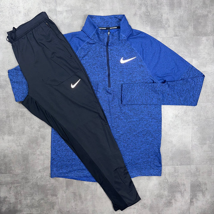 Nike Element Dri-Fit Quarter Zip Blue  with Nike Phenom Bottoms Black 