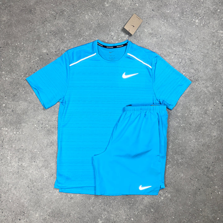 Nike Miler T-Shirt Baltic Blue & Baltic Blue Nike Challenger 7" Short Set