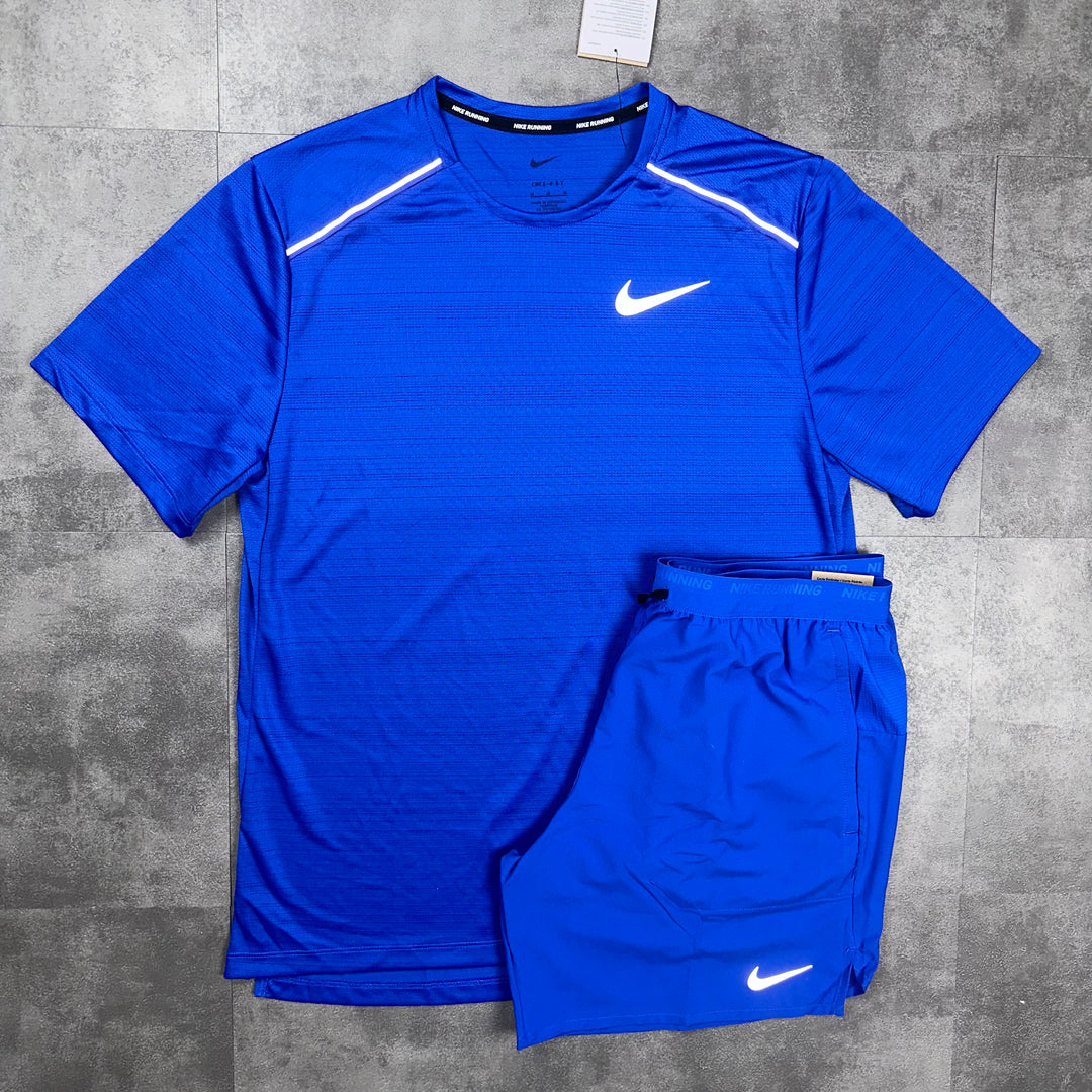 Nike Miler T-Shirt & Nike Flex Stride 7” Short Dri-Fit Set Royal Blue