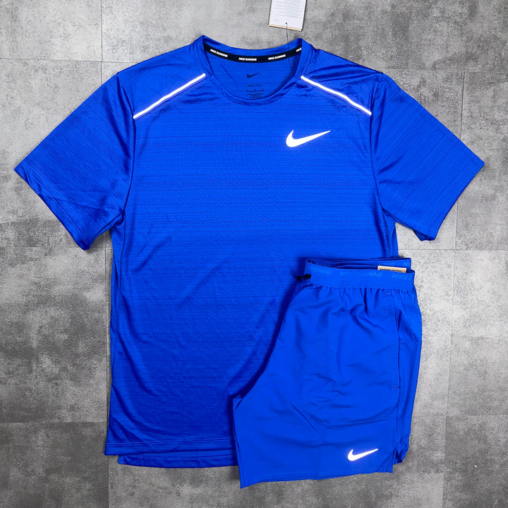 Nike Miler T-Shirt & Nike Flex Stride 7” Short Dri-Fit Set Royal Blue