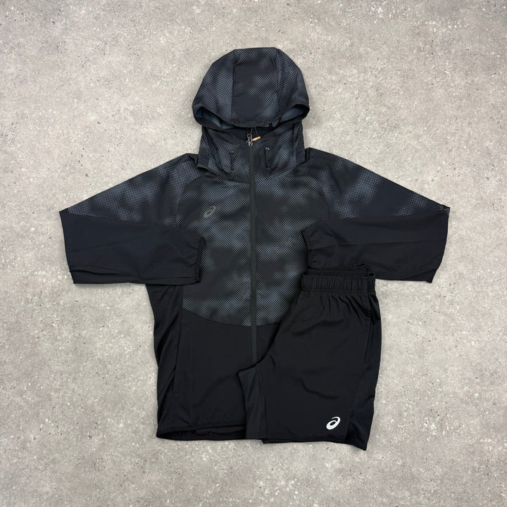 ASICS DIGITAL WINDRUNNER JACKET & CORE 7” SHORT SET - BLACK