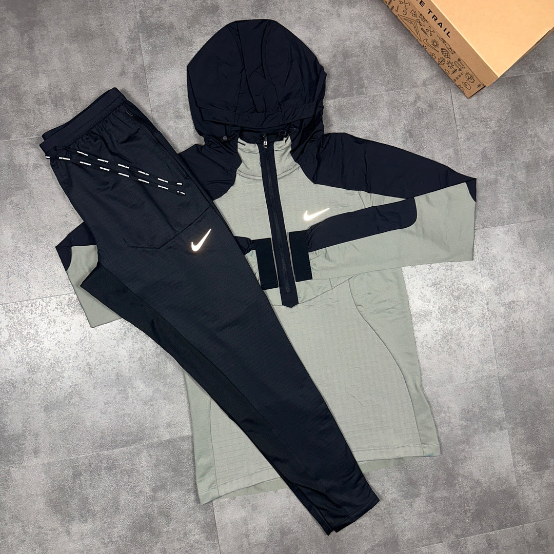 Nike Thermal Zip Jade & Phenom Bottoms Black Set