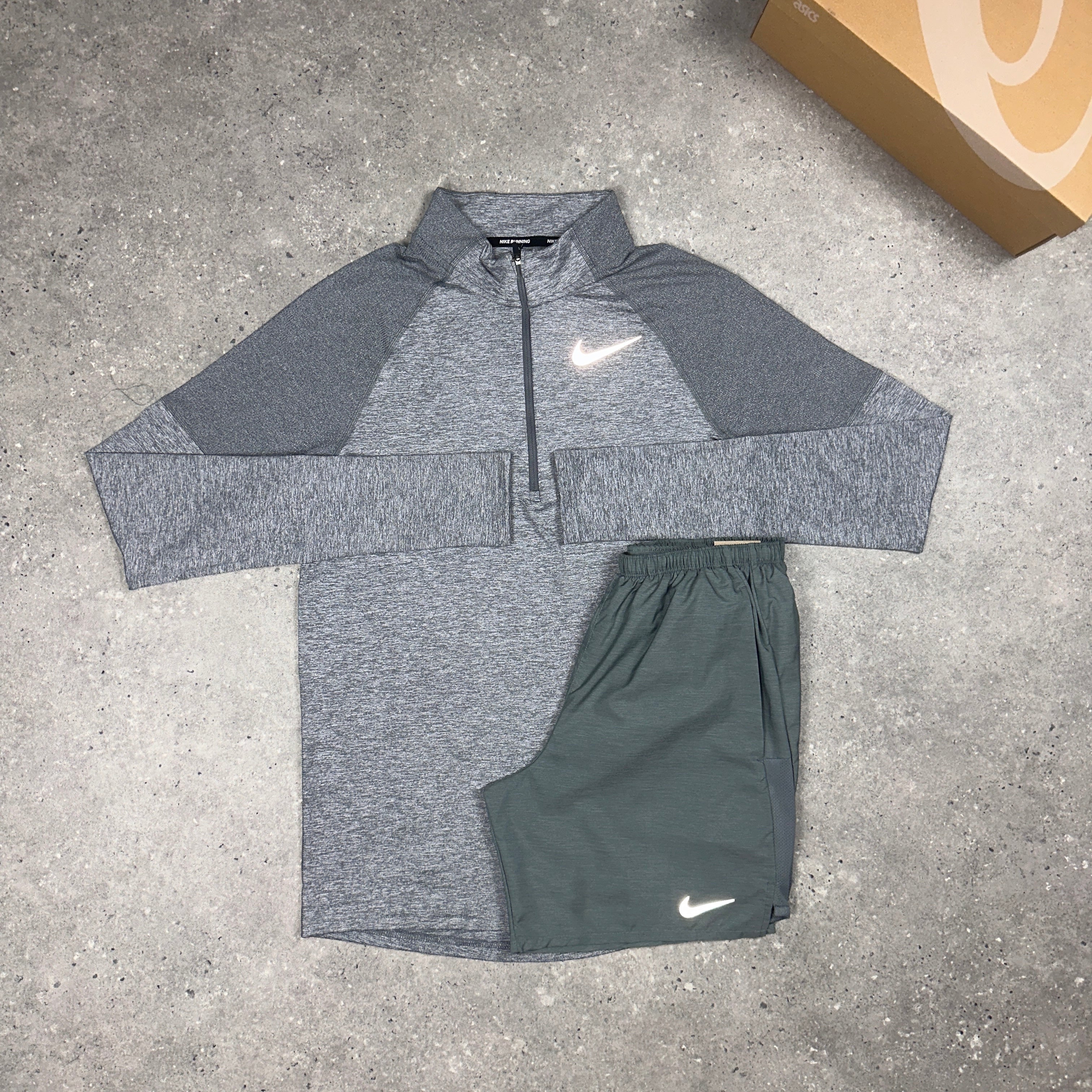 nike shorts and half zip set