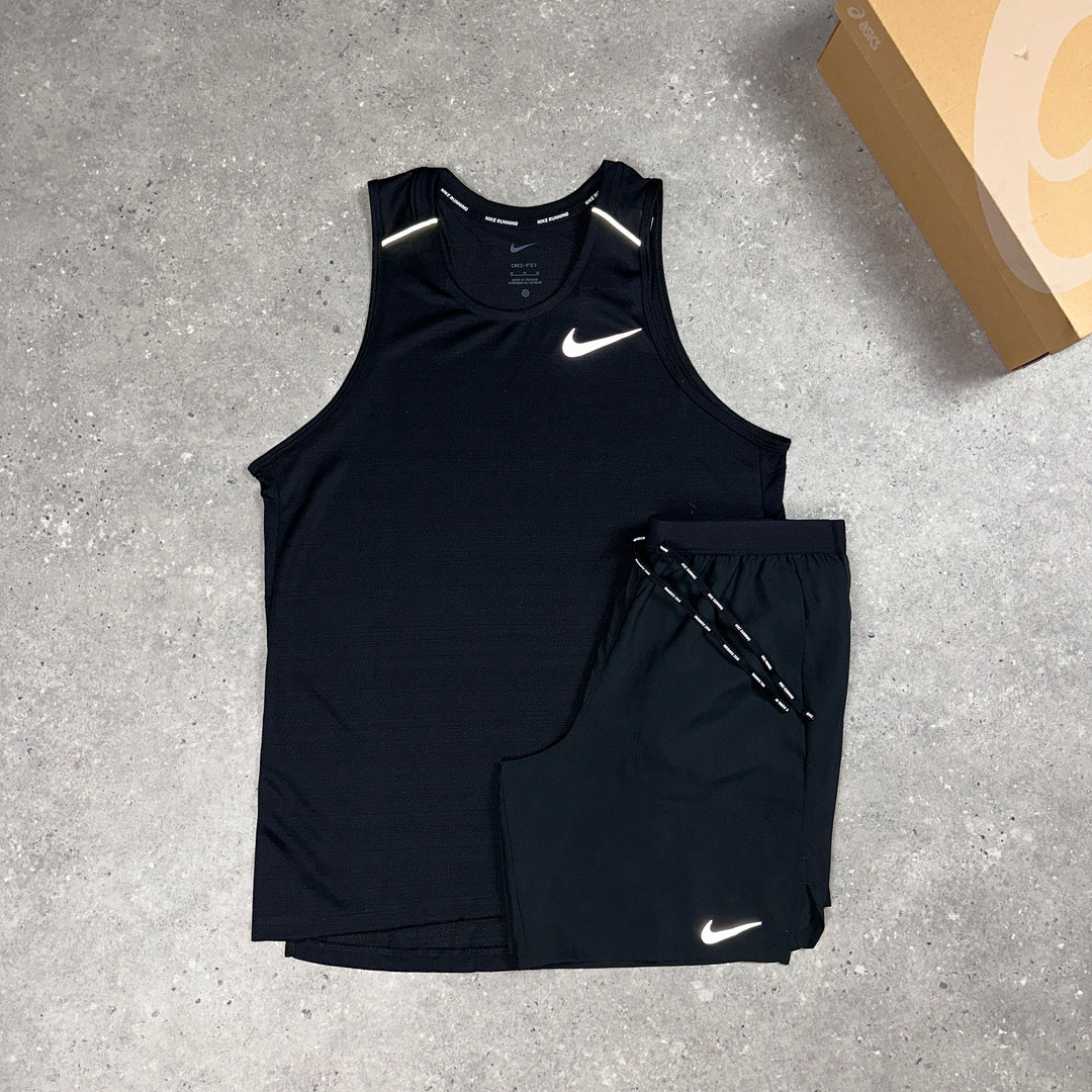 Nike Miler Vest Black & Nike 7"Flex Stride Shorts Black Set