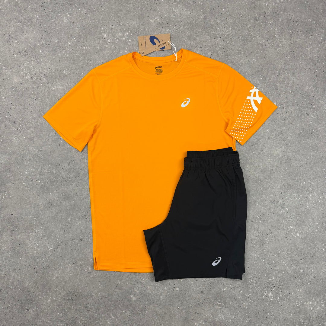 ASICS ICON T-SHIRT & SHORT SET - YAMABUKI ORANGE / BLACK