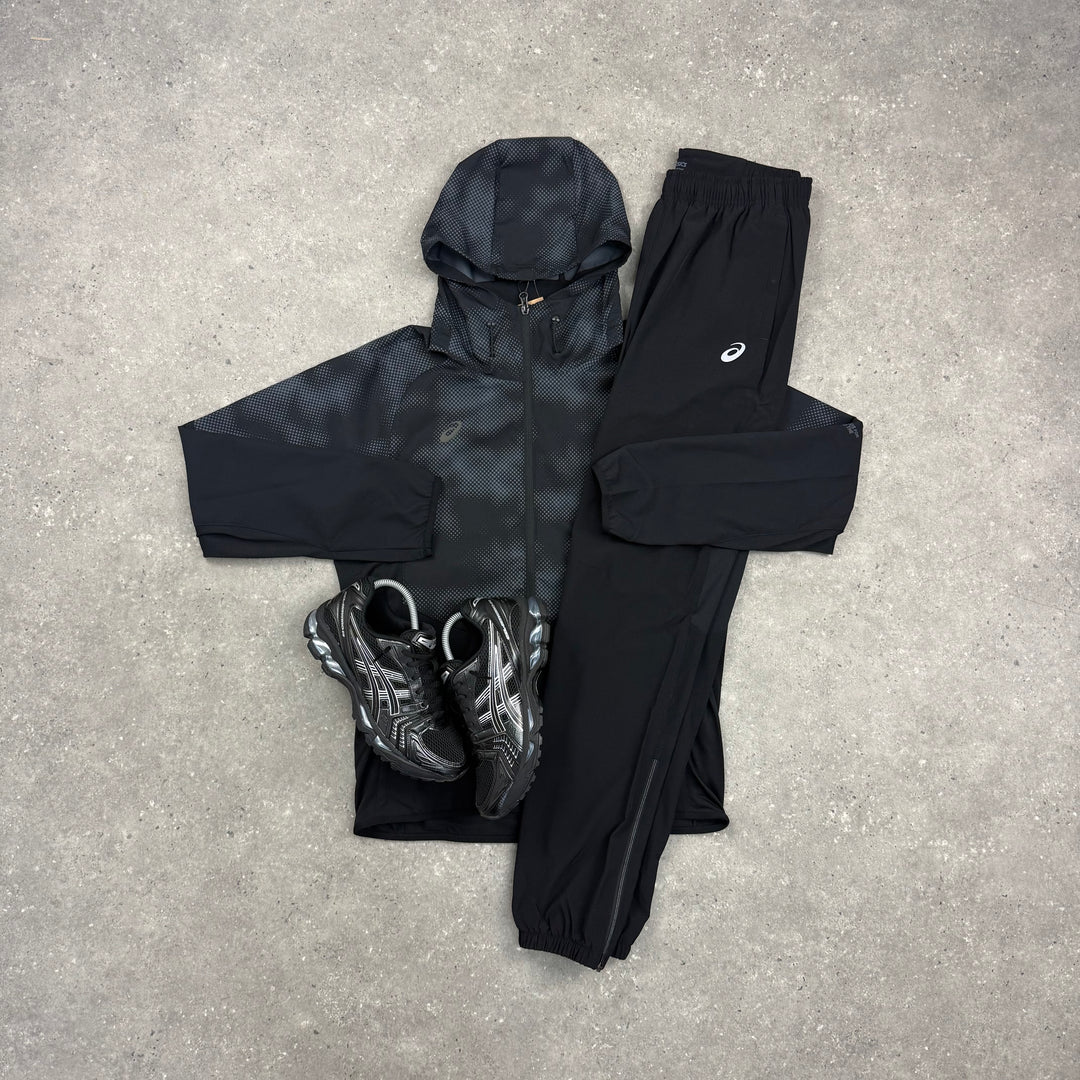 ASICS DIGITAL WINDRUNNER JACKET & CORE WOVEN PANT SET - BLACK