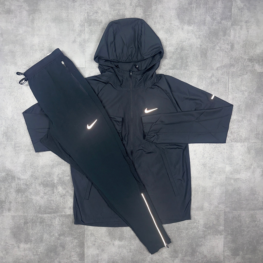 Nike Repel Windbreaker Jacket & Nike Phenom Bottoms Set Black