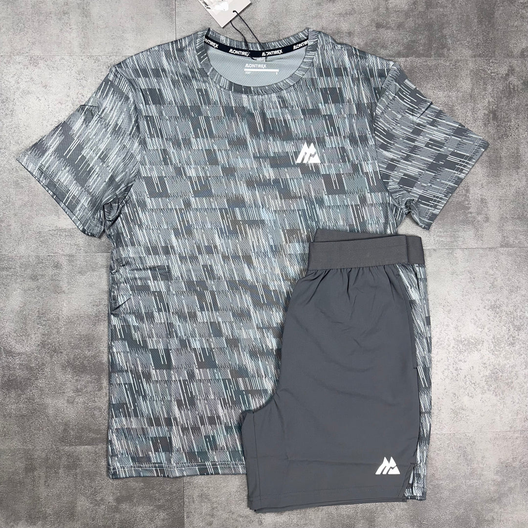 Montirex Trace T-Shirt & Panel 7" Flex Short Set Cement Grey