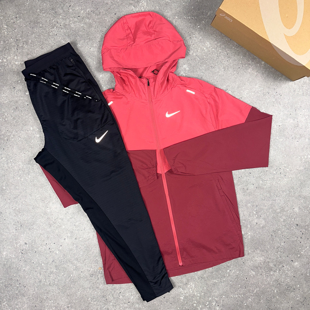 Nike UV Windbreaker Adobe Red  & Nike Phenom Bottoms Black Set