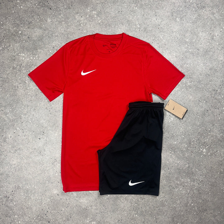 Nike Dri-Fit T-Shirt Red & Nike Dri-Fit Shorts Black Set