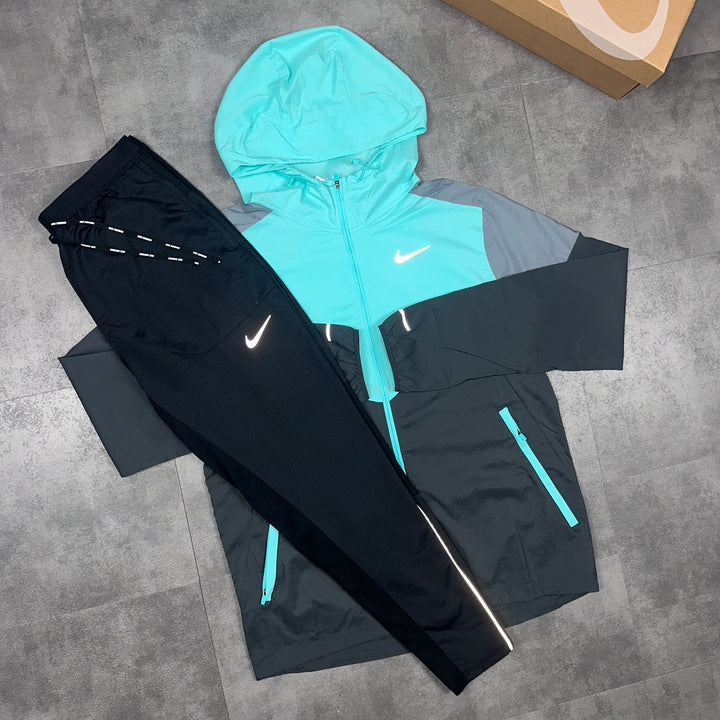 Nike UV Windbreaker Mint/Black & Nike Phenom Bottoms Black Set