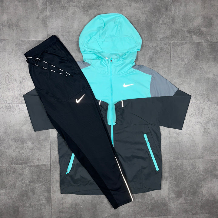 Nike UV Windbreaker Mint/Black & Nike Phenom Bottoms Black Set