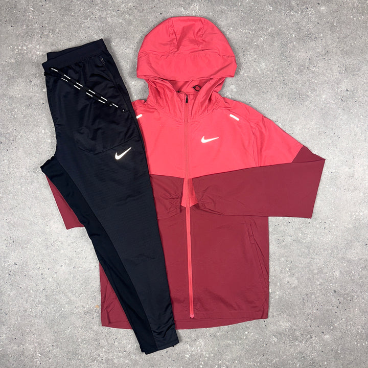 Nike UV Windbreaker Adobe Red  & Nike Phenom Bottoms Black Set