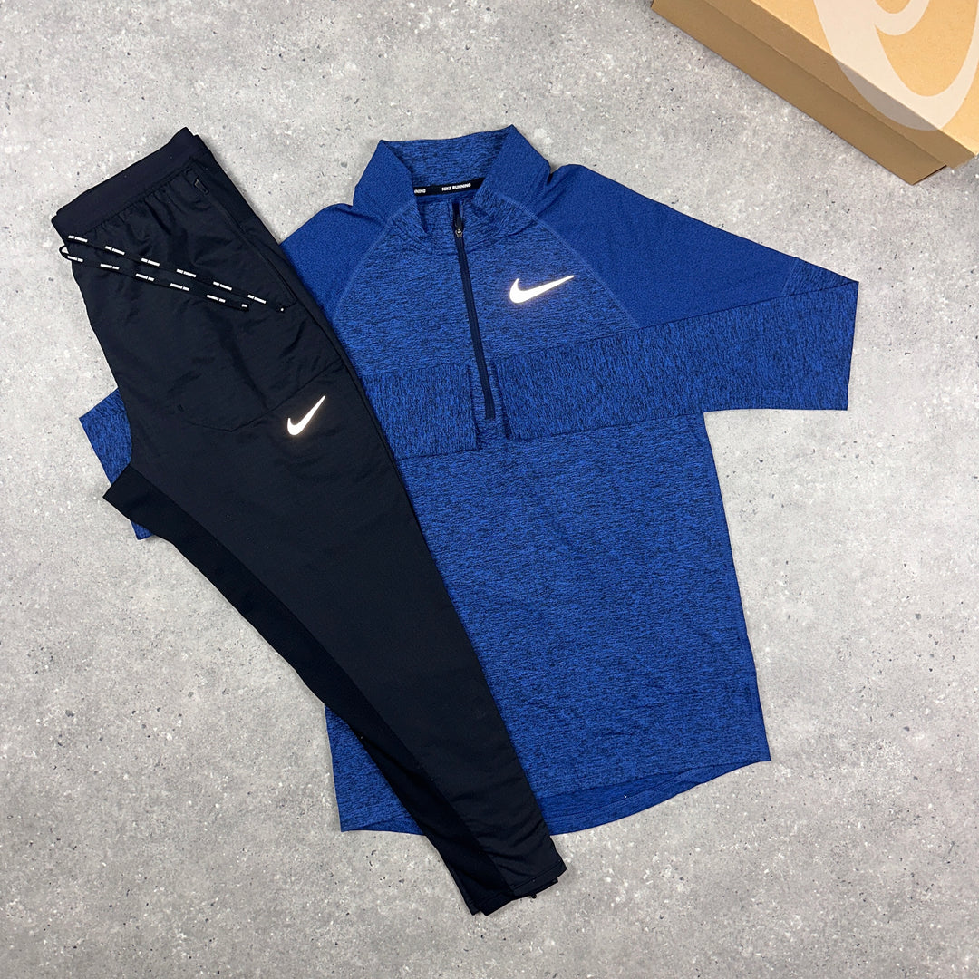 Nike Element Half Zip Blue & Phenom Bottoms Black Set